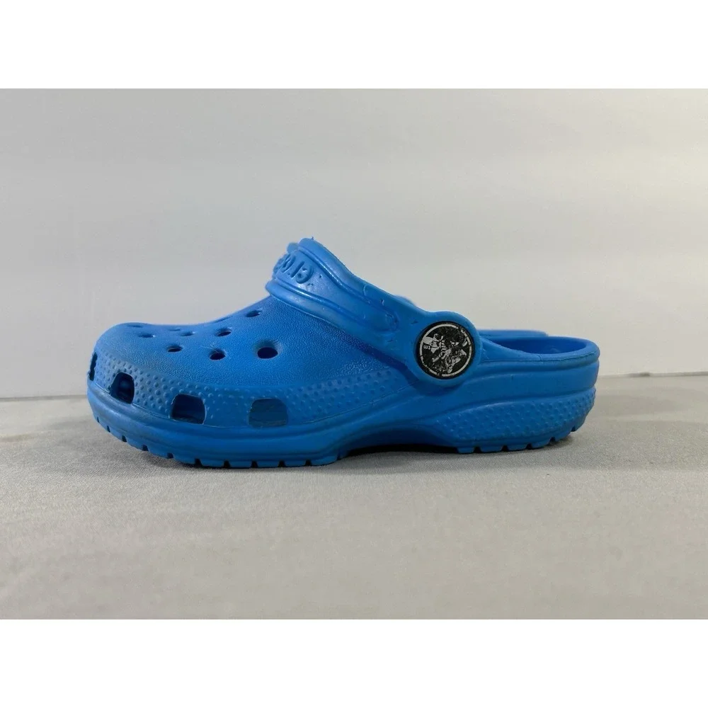 Crocs Iconic Comfort Blue Classic Clog Kids Size 8 Has Wear